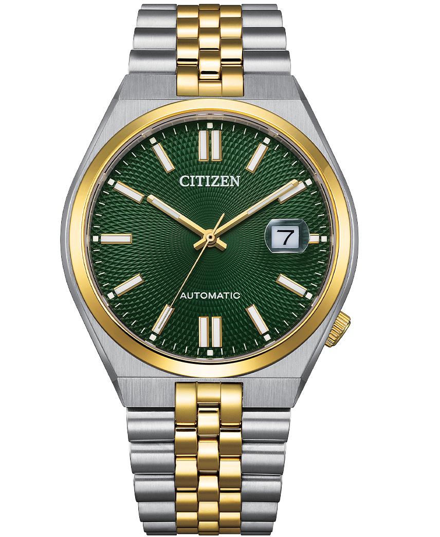 

CITIZEN Tsuyosa Автоматические часы с запасом хода 60 часов, мужские часы из нержавеющей стали NK0024-54X зелёный