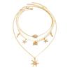 Ocean Wind Multi-element Crab Scallop Starfish Seahorse Necklace Elegant Imitation Pearl Multi-layer Stacked Necklace Women