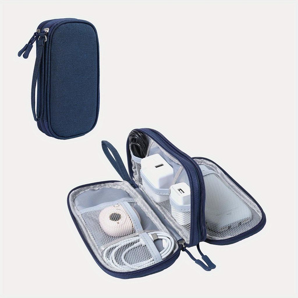 Double-Layer Storage Bag - Multi-Compartment Headphone Cable Organizer, Ideal for Travel and Everyday Use,Compartmentalized Bag