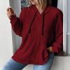 Women's Autumn and Winter Solid Color Casual Loose Hooded Sweatshirt