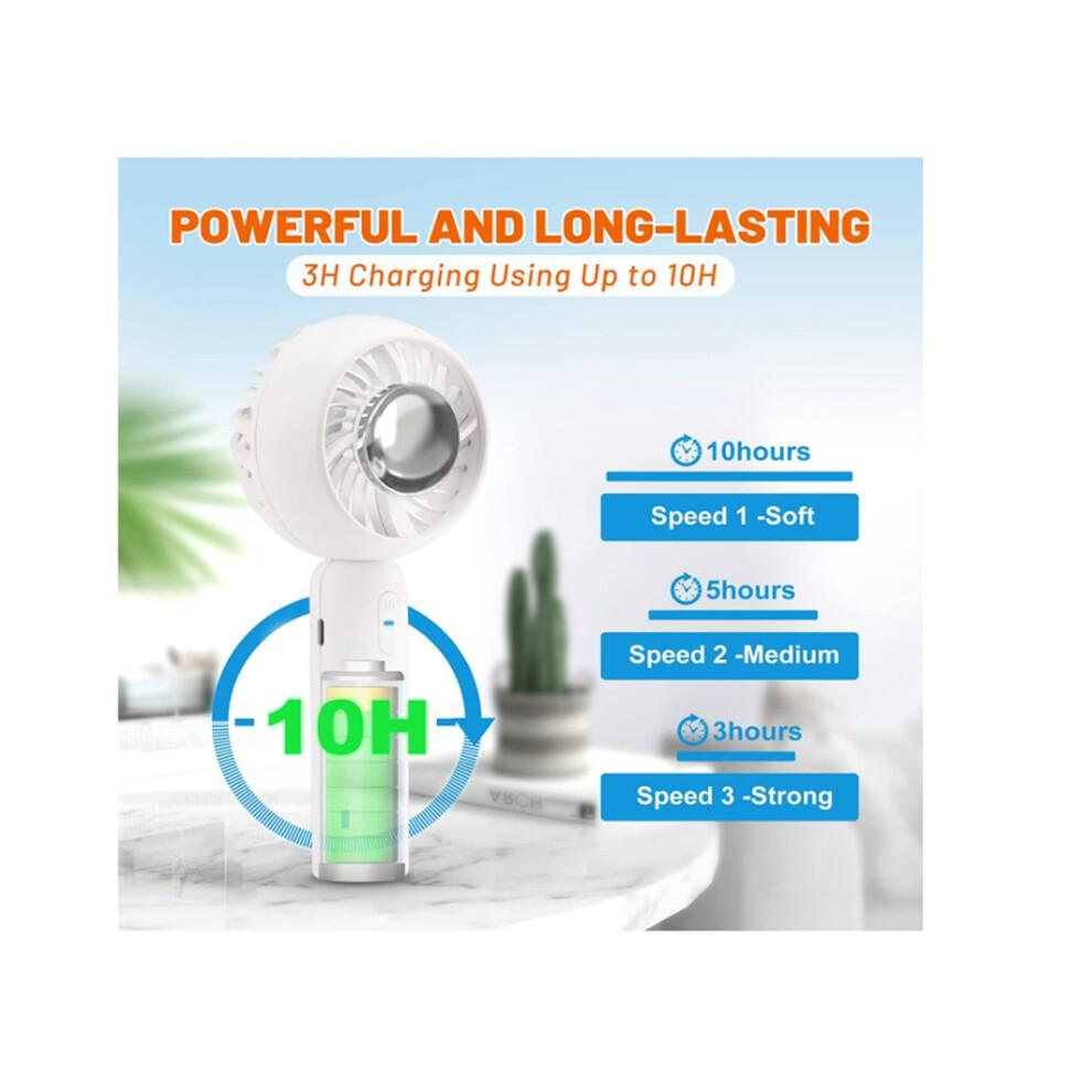 Portable Handheld Fan, Mini Fan with Semiconductor Refrigeration for Fast Cooling, USB Rechargeable Fan, Battery Operated 3 Speed Small Fan(White)