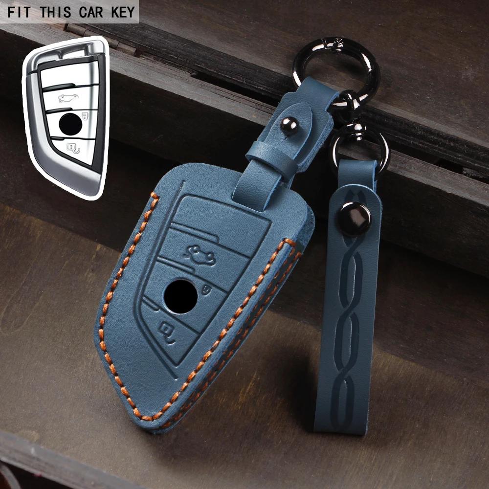 Leather Car Key Case Cover For Bmw X1 X3 X4 X5 F15 X6 F16 G30 7 Series G11 F48 F39 520 525 F30 118I 218I 320I Car Bag