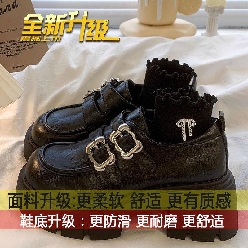 

Британские туфли-лоферы женские весна-осень 2025 года новые толстые каблуки на платформе ретро модные маленькие туфли Мэри Джейн из кожи 35