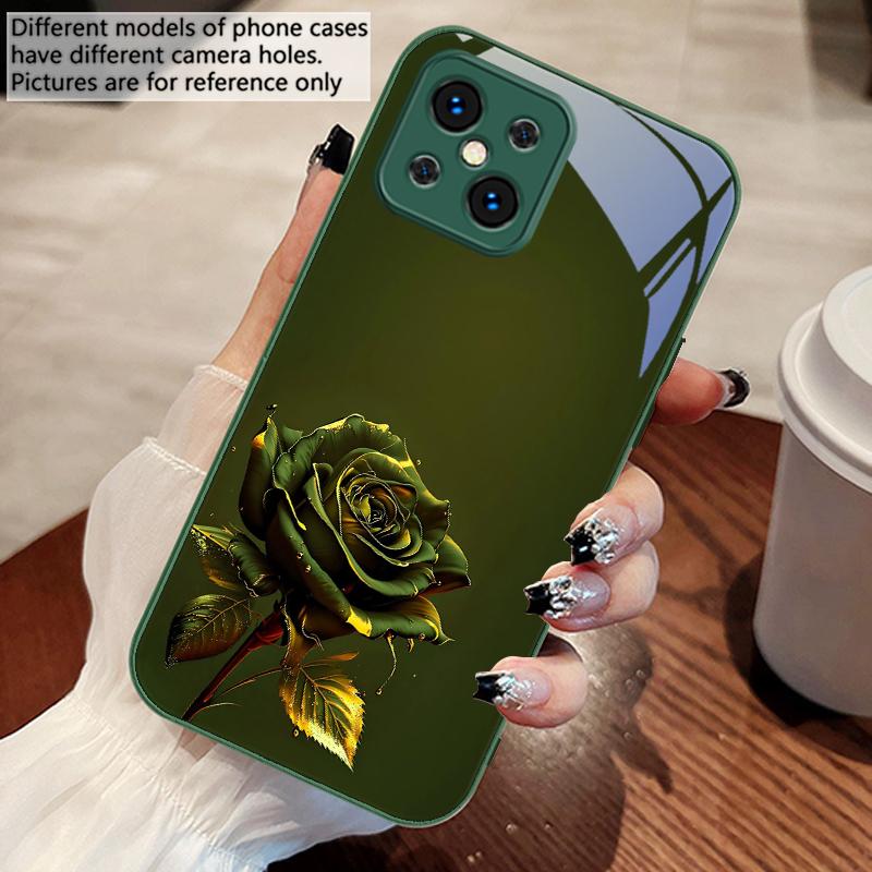 The Dark Golden Rose For Oppo Find X5 X8 Pro X3 Lite A72 58 73 54S F11 79 Reno 6 4Z 5G Nord N200 Tempered Glass Phone Case
