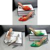 European Style Crystal Bow Tie Strap High Heels For Women With Pvc Upper And Rubber Sole