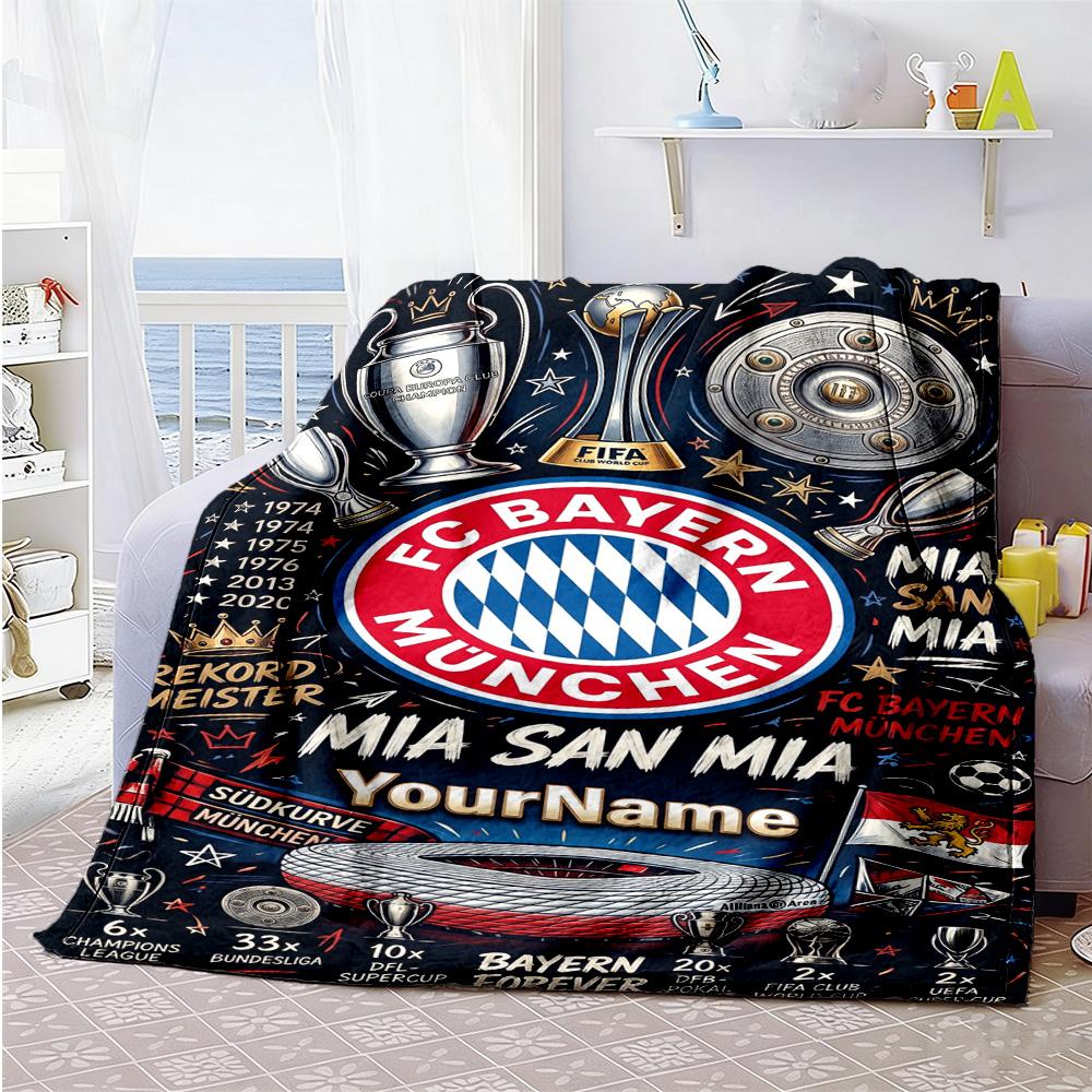 Fc Bayern München 14 Personalized Text Blanket Lightweight Customizable Blanket Soft Warm Cozy for Office Picnics Living Room Livingroom