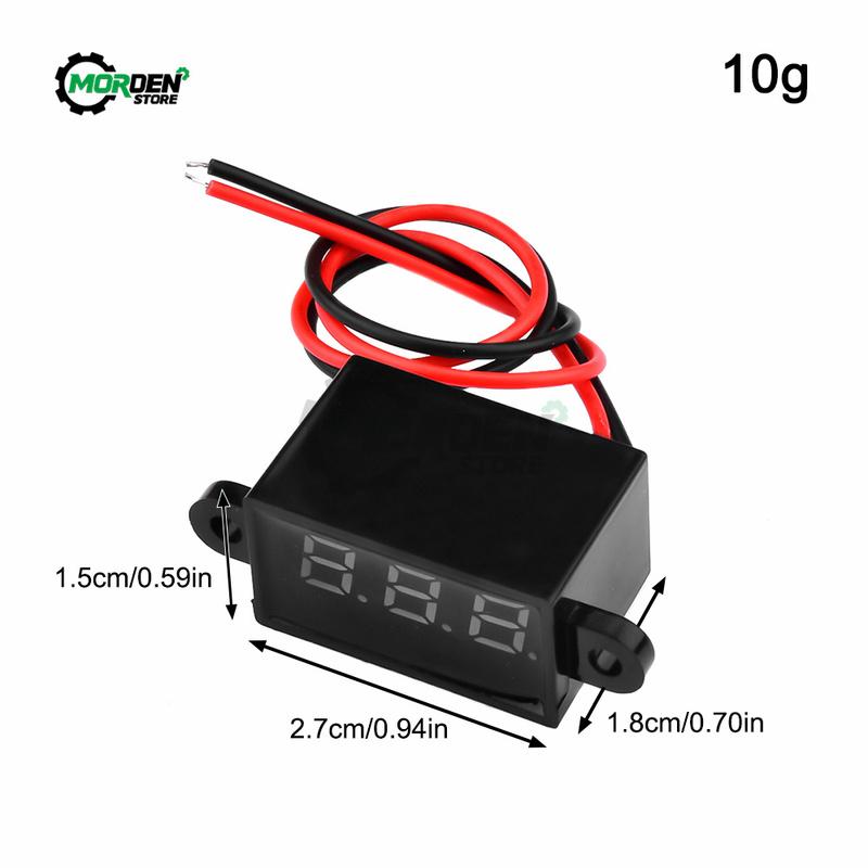 FS028 Waterproof Digital Voltmeter DC3-30V Voltage Tester 0.28-inch LED 3-digit Tube Two-wire Meter for Motor Vehicle