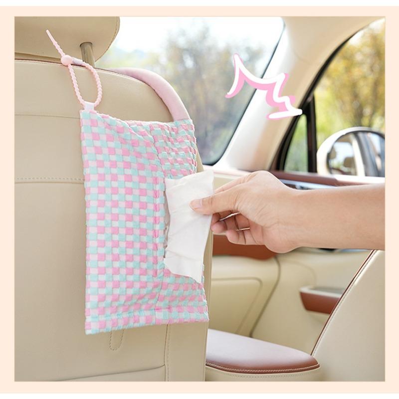 Cute Cream Style Diy Fabric Hanging Car Tissue Box Home Use