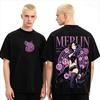 2026 Summer Hot Anime The Seven Deadly Sins Merlin Shirt Unisex Vintage Hip Hop Streetwear T-shirt Y2K Gothic Cotton T-shirt