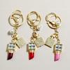 Rhinestone Perfume Bottle Lipstick Pearl Keychain Charm