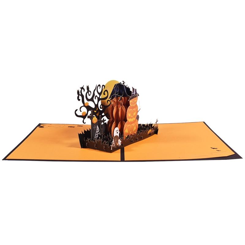 3D for Pop Up Halloween Pumpkin Greeting Card Festival Invitation Greeting Memorial Cards for Thanksgiving New Year