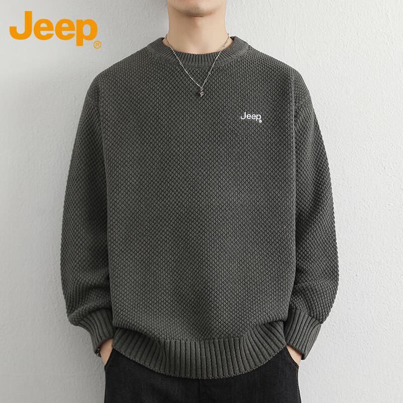 

JEEP Men s Autumn/Winter Warm Round Neck Loose Sweater 3XL
