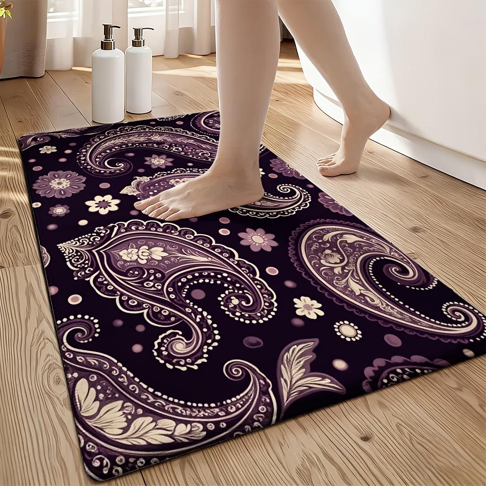 Luxury Decorative Purple Paisley Pattern Door Mat for Home Entrance Floor Mat Porch Welcome Rug 40x60cm
