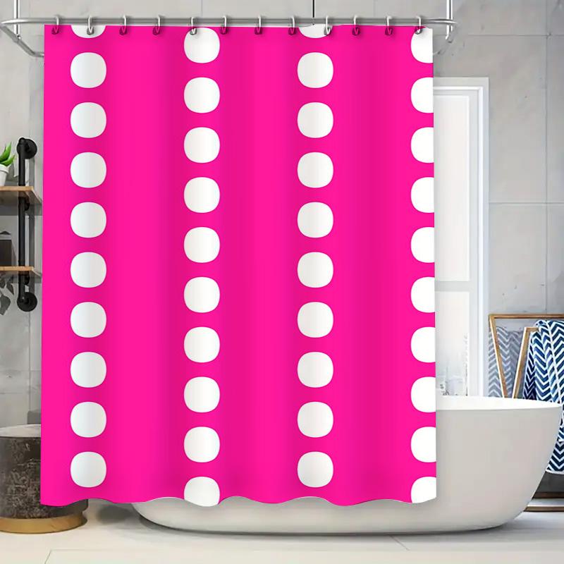Bright Pink White Polka Dot Shower Curtain Waterproof Bathroom Decor for Home Decoration Modern Print Design Bath Mat Sets (210x