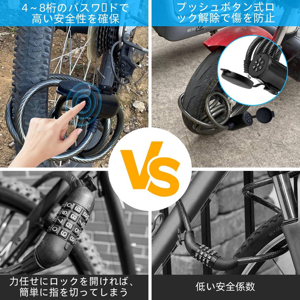 Fingerprint Bike Waterproof Bicycle Lock Cable for Outdoor Keyless Biometric Bike Lock for and Fence Doors Lock, 4.9ft Cycling, Heavy-Duty Bicycles,