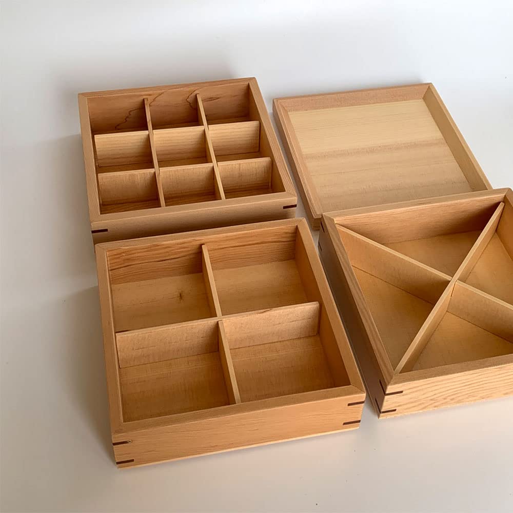 Yamaya Lacquerware Store Wooden Lacquered Lunch Wide x Deep x 16cm High Small 3-Tier Box, Small, Stylish, 16.5cm 16.5cm (White Wood, 16.5cm)