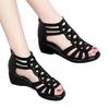 New Soft Leather Roman Sandals Women's Summer Soft Sole Rhinestone Casual Fashion Women's Sandals Wedge Heel Women