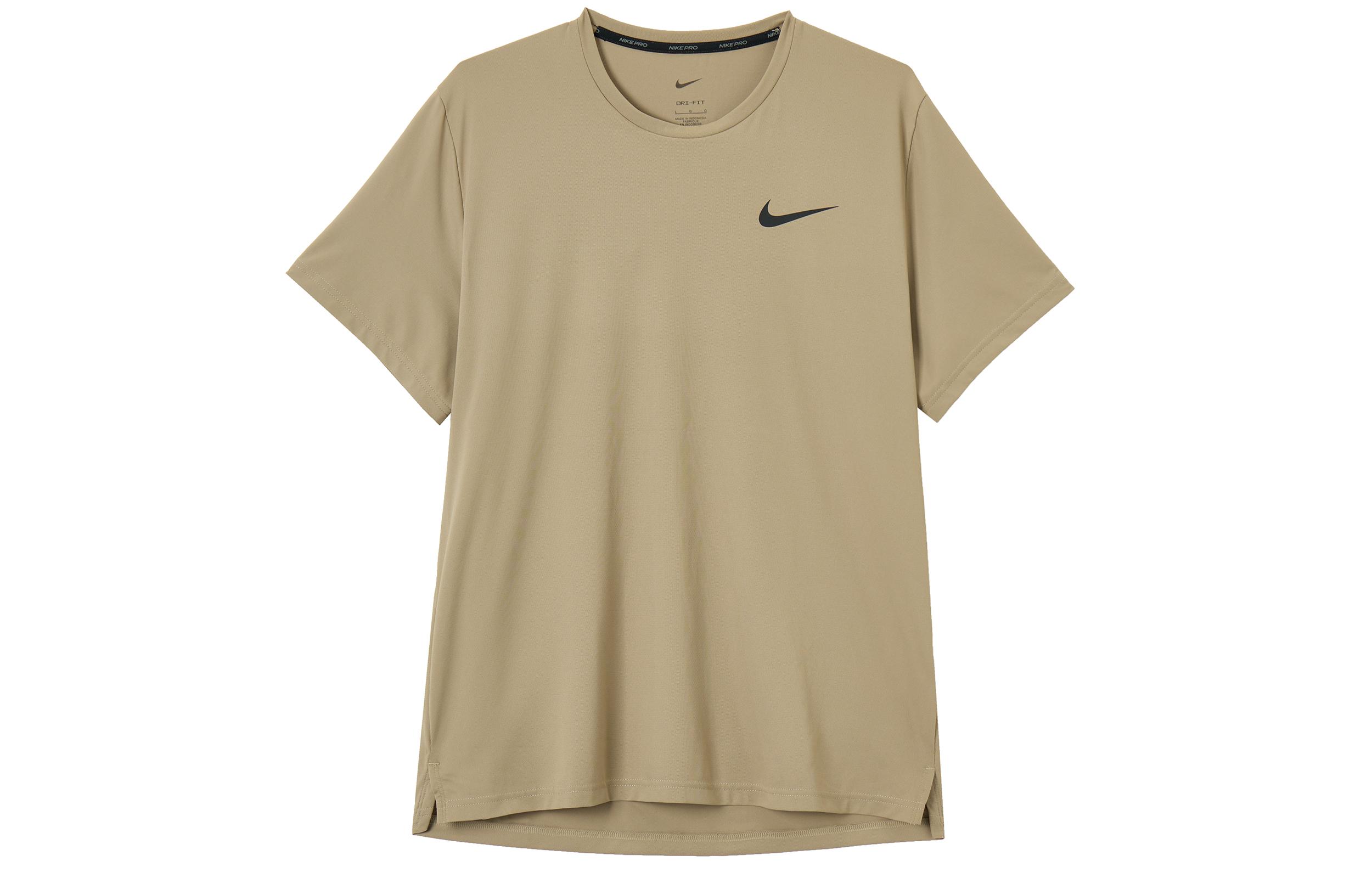 Nike T Shirts Men s Khaki Crew Neck Moderate CZ1182-247 M