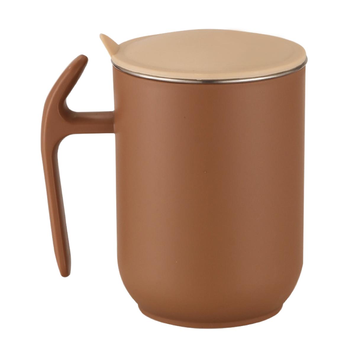 

Кружка для кофе 500 мл Большой вместимости Кружка из нержавеющей стали 304 с крышкой и ручкой Съемная Двухслойная Изолированная Чашка для воды Посуда для напитков 401-500ml темно-коричневого