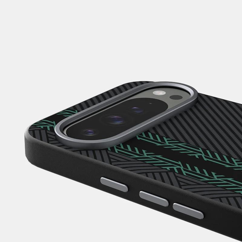 Funda Protectora Patrón Fibra de Carbono de Moda para Google Pixel 10 9 Pro XL Aleación Lente Cargador Inalámbrico Magnético Cubierta a Prueba de Golpes