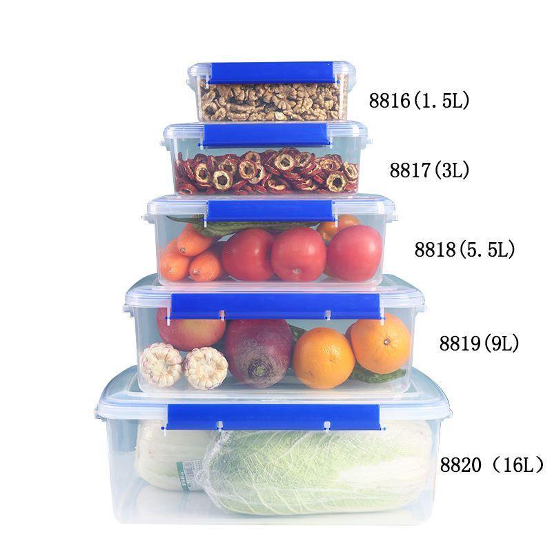 Rectangular Transparent Plastic Storage Box with Lid for Fresh Fruits, Vegetables, and Meat