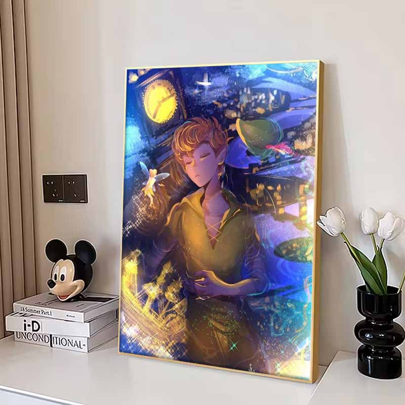 Disney Diamond Painting Peter Pan and Tinker Bell  Dreamy Illustration Cute Cartoon Cross Stitch Set 5D DIY Home Decor