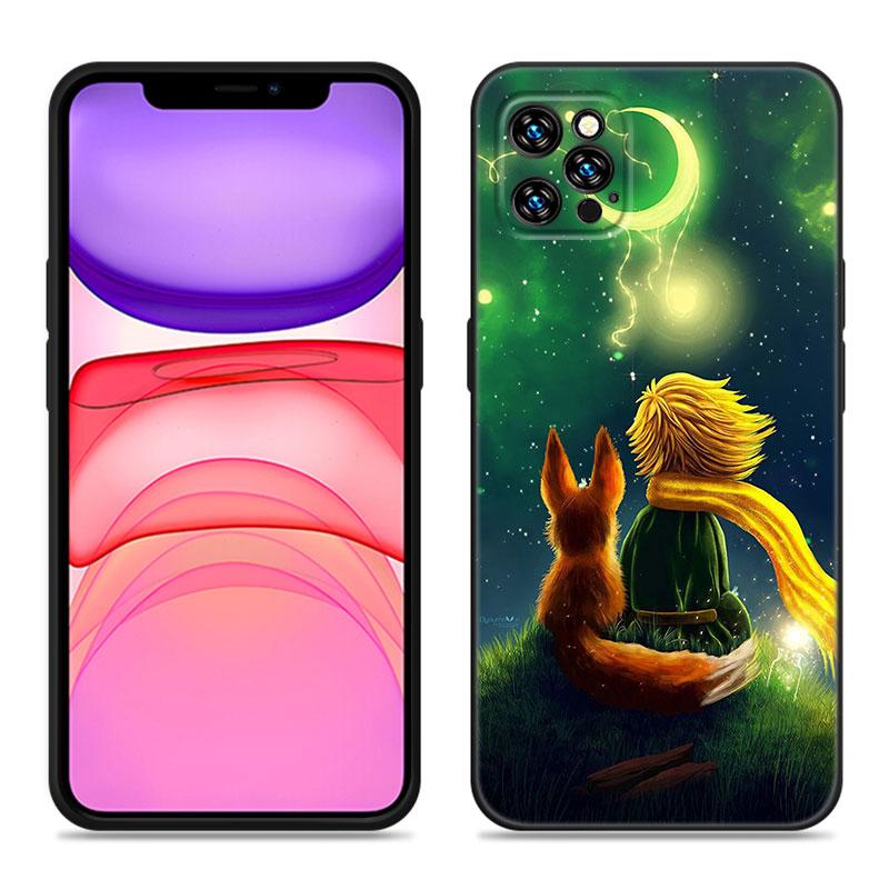 Etui na telefon Mały Książę dla Apple iPhone 12 13 Mini 11 14 15 Pro Max 7 8 Plus X XR XS SE 2020 2022 Czarne silikonowe etui