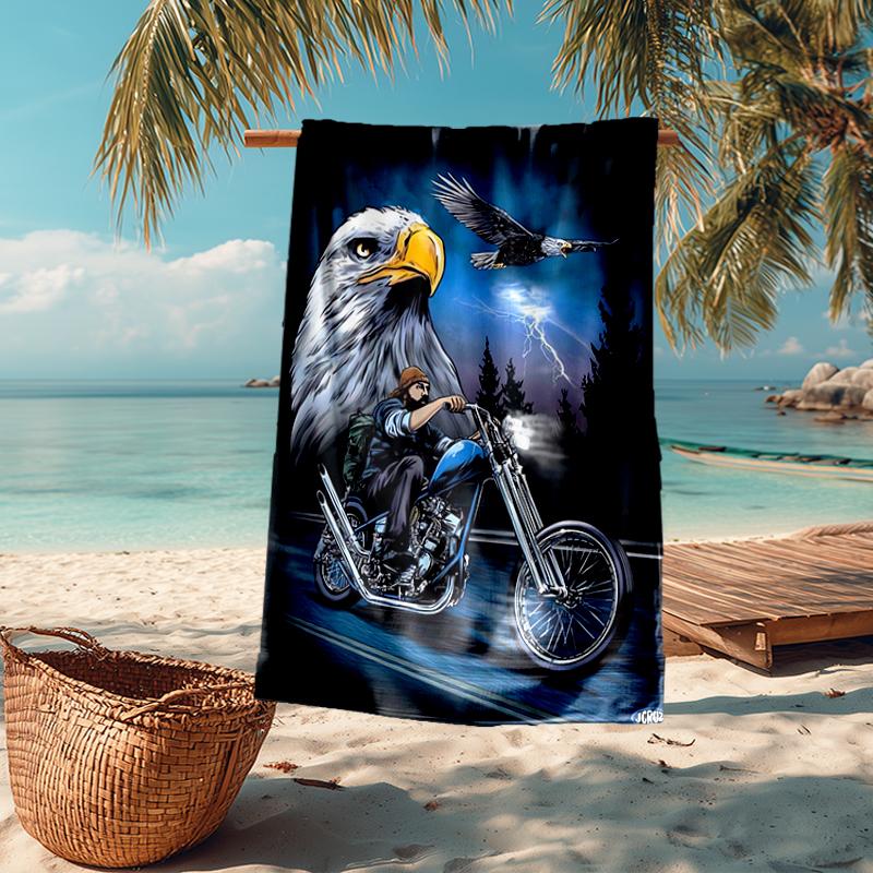 Vintage Motorcycle Fashion Beach Towel: Ideal for Summer Adventures Soft, absorbent and quick drying suitable for swimming and bathing