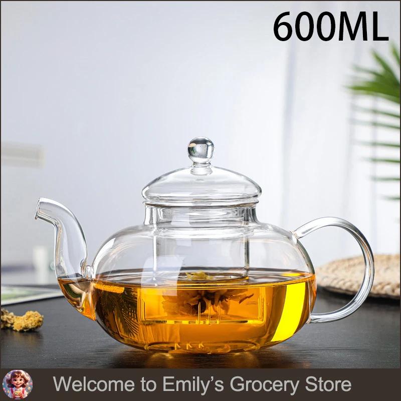

1000Ml Chinese Glass Flower Teapot Filterable Heat-Resistant Thickened High Borosilicate Heatable Glass Tea Kettle For Household