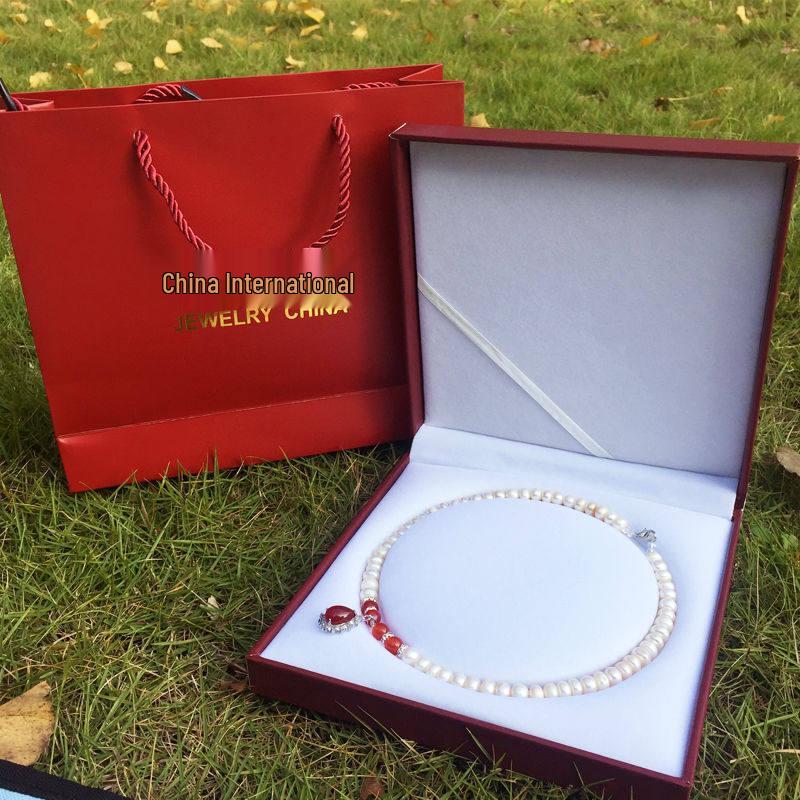 

Ожерелье из пресноводного жемчуга и агата с высоким блеском, 8-9 мм - Идеальный подарок для мамы, тещи или пожилых женщин