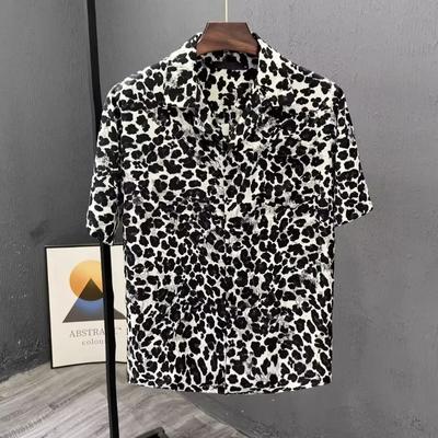 Leopard Print Short-sleeved Shirt Men's Design Niche Fashion Versatile Casual Summer Thin Style 2025 New Trendy Top