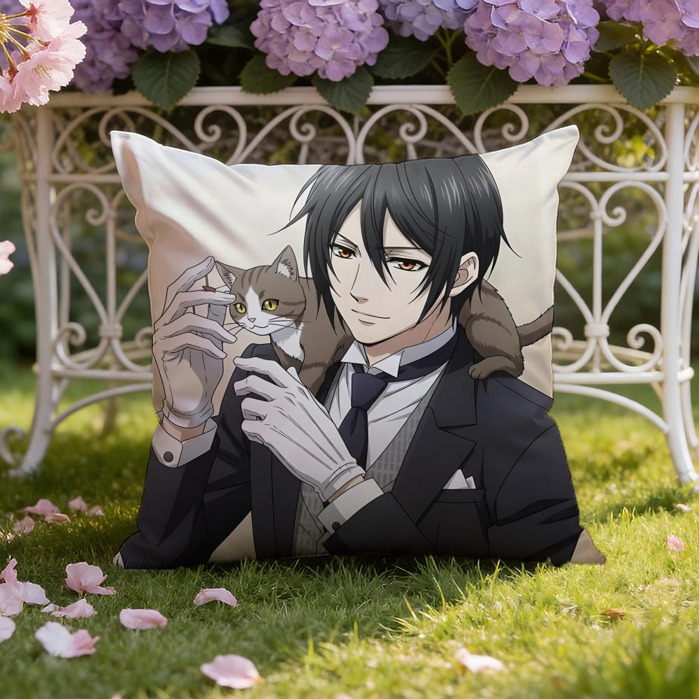B-Black Anime B-Butler Cushion Cover Home & Car Dual-Scene Pillow Cover: Reversible for Premium Comfort