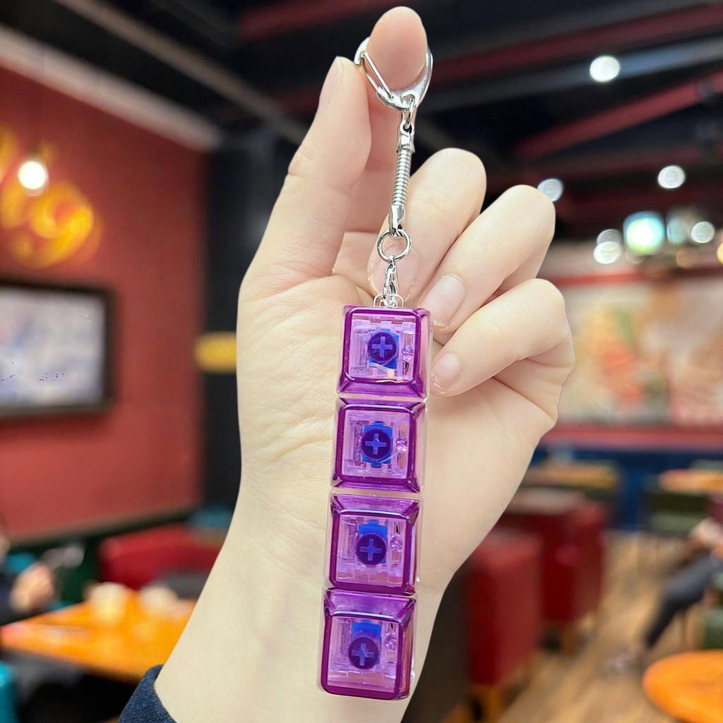 Popular Russian Key Keychain Transparent Fingertip Decompression Luminous Toy Mechanical Keyboard Car Key