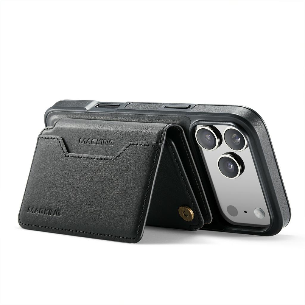 MAGKING K3 Series For iPhone 17 Pro Case Compatible with MagSafe Wallet PC + TPU + PU Phone Cover