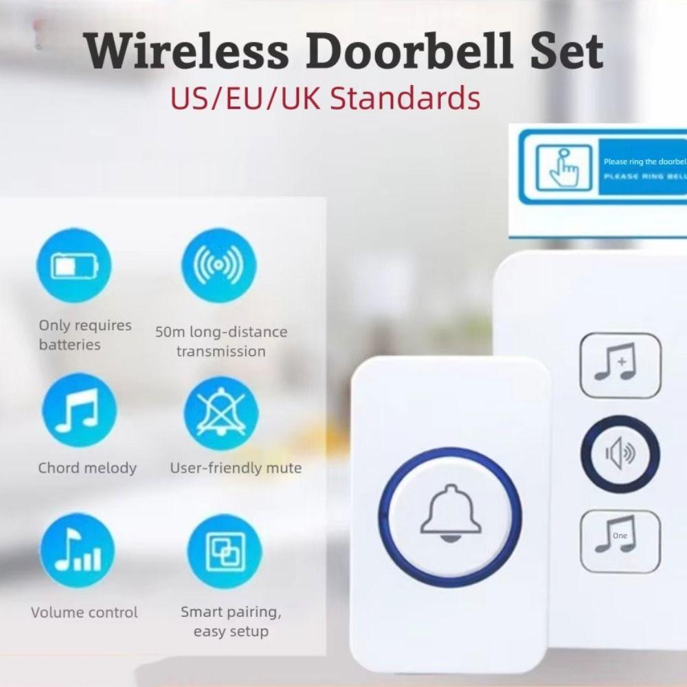 60 Chimes Wireless Doorbell Waterproof Door Chime Kit Long Range Smart Doorbell  Apartment
