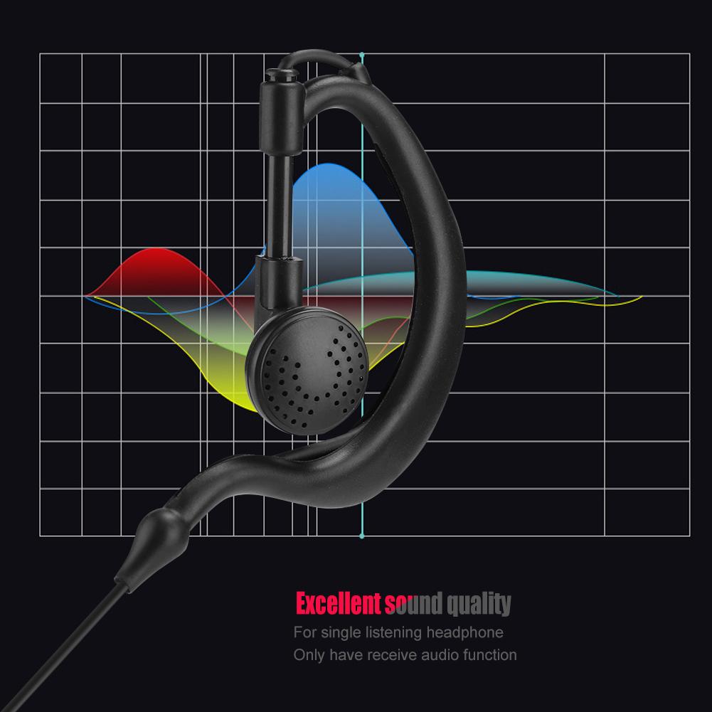 2PCS ABS 3.5mm Plug ABS Single Listening Earphone Ear Hanging Headset for Radio Walkie Talkie