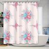 Beautiful Pink Blue Floral Print Shower Curtain Set Bathroom Decor Waterproof Fabric for Bathrooms