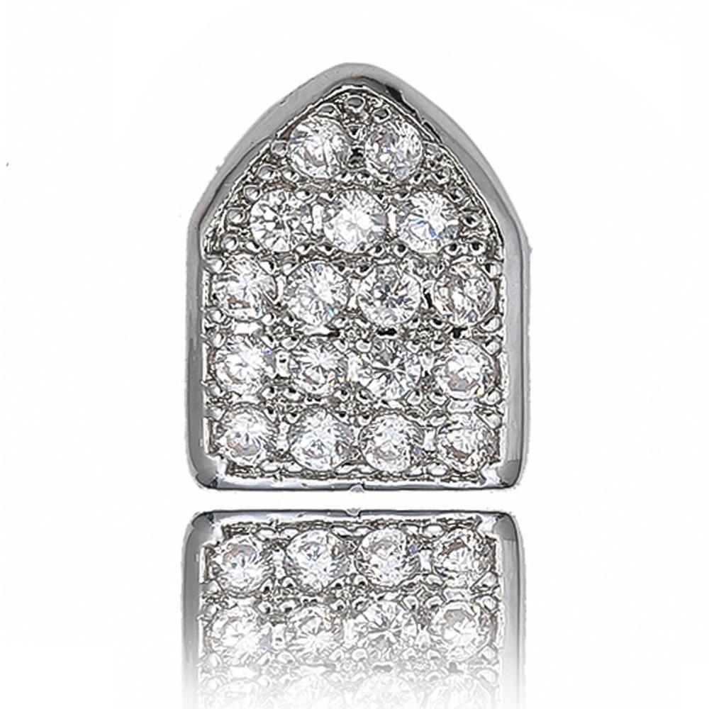 Trendy Rhinestone Zirconia Gold Grillz - Stylish Hip Hop Single Tooth Jewelry Accessory