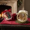 Winter Fairy Tale Hanging Decor Opening Christmas Ball Ornament with Bow, Tree Reindeer Snow Scene Micro Landscape Inside Clear Ball, Xmas Sphere