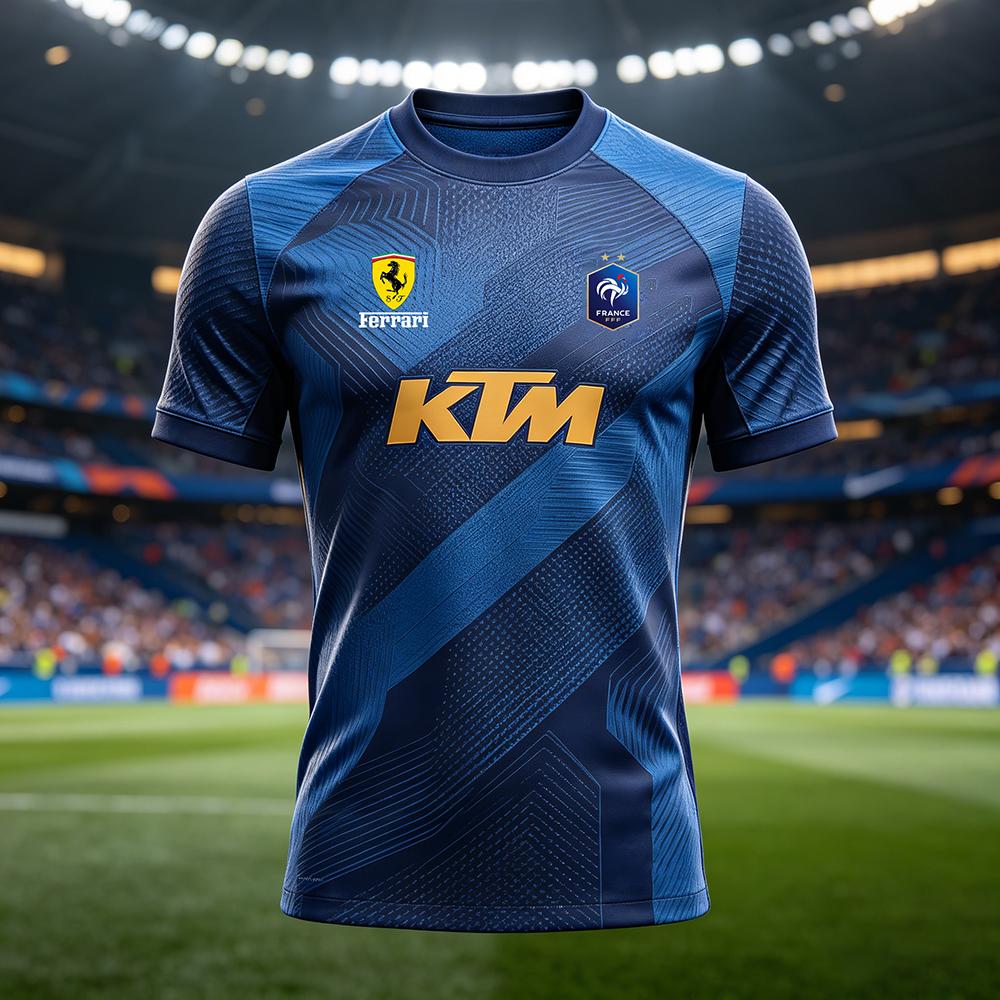 

KTM 2026 Men s France Football Jersey Quick Dry Breathable Sports T-Shirt 4XL