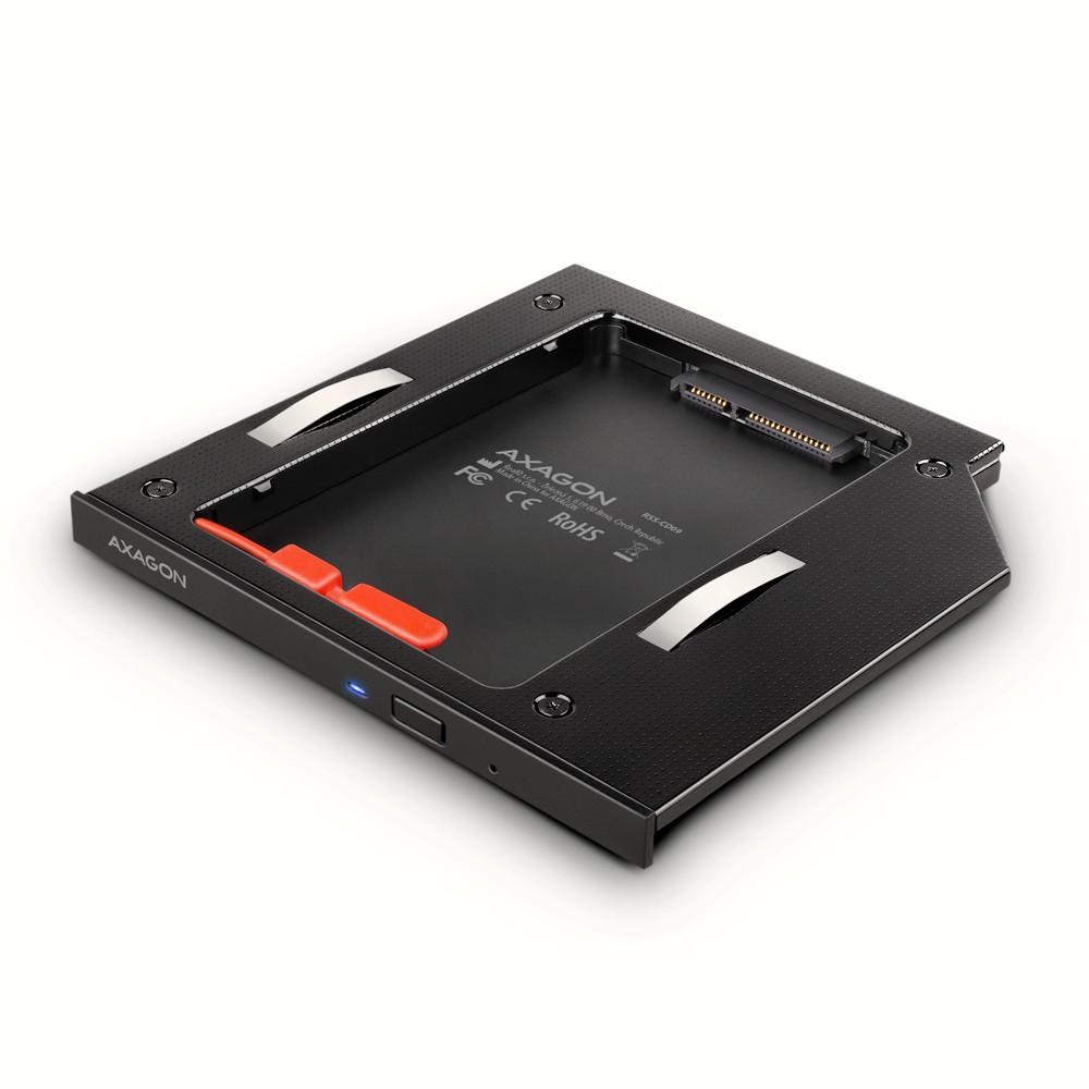 RSS-CD09 2,5  SSD/HDD-Caddy in DVD-Schacht, 9,5 mm, LED, ALU schwarz