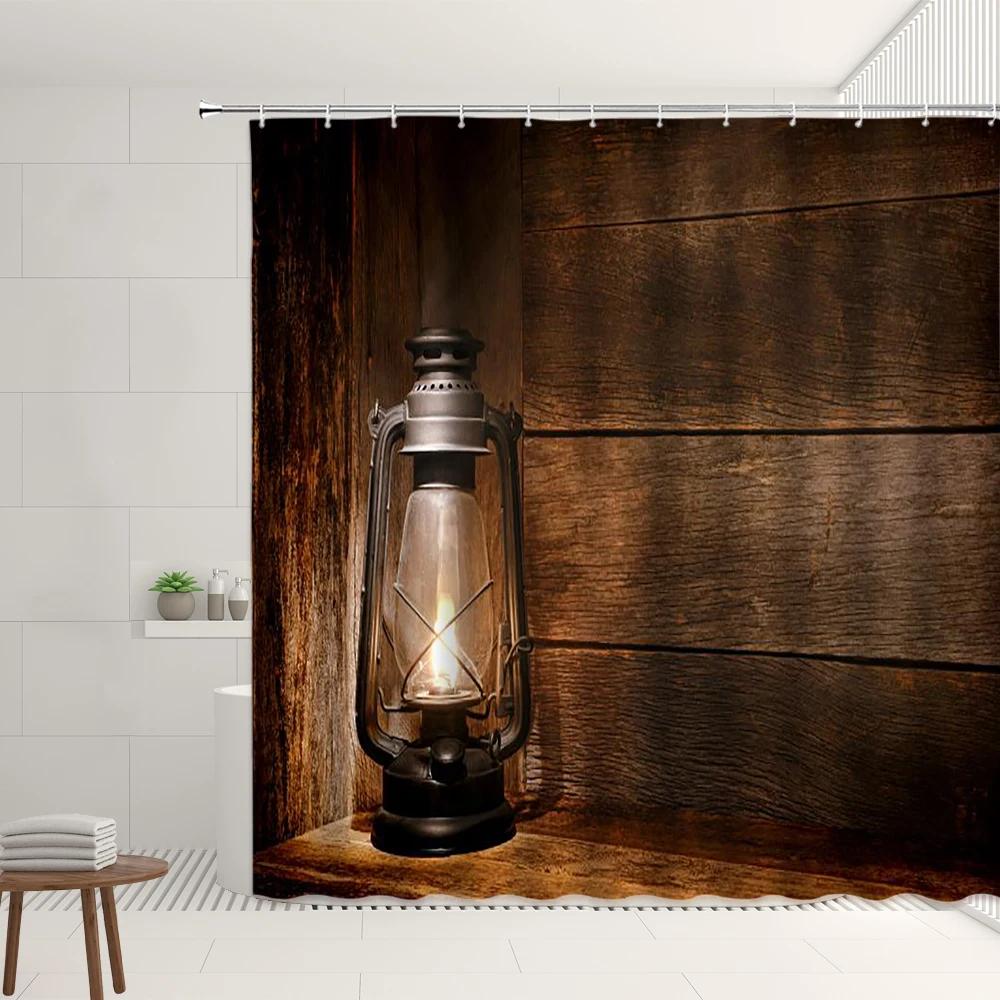 Westlicher Cowboy Duschvorhang Retro Cowboyhut Bauernhofmuster Badezimmer Badewannen Dekoration Wasserdichtes Stoffdisplay Mit Haken