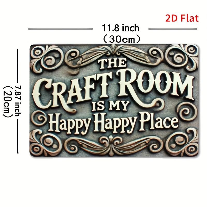 Vintage Craft Room Logo Craft Room is My Happy Place Rustic iron wall art with floral design perfect for room decoration