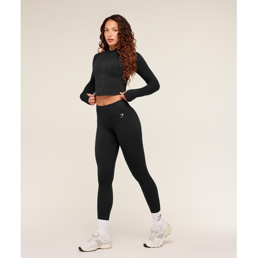 Gymshark Steel Seamless Zip Up Top Gs Black B5c9o Bb2j