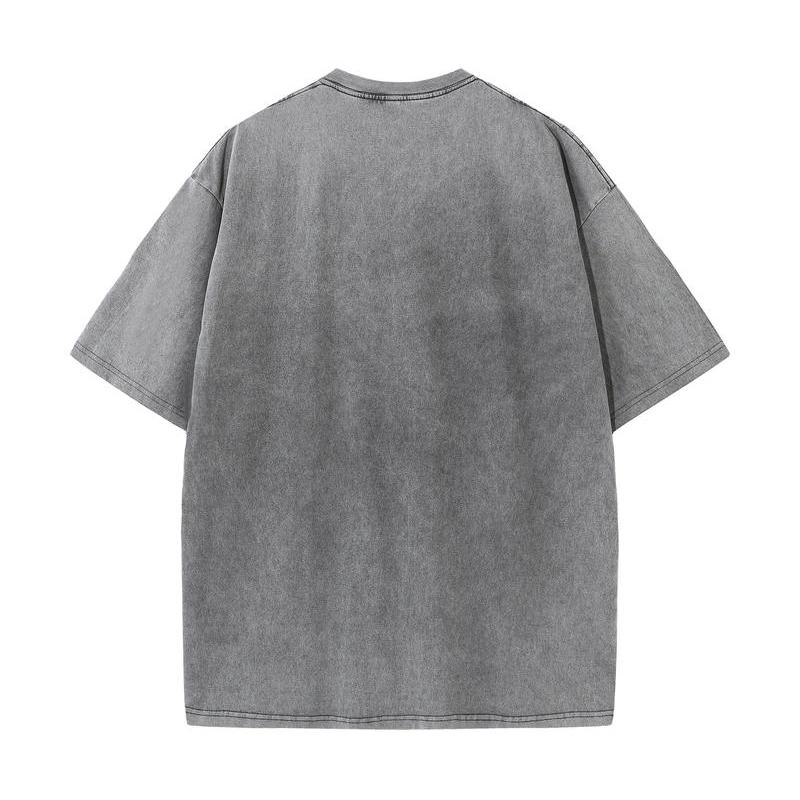 SX-77 MINISO 2026 Été Lavage Vintage Imprimé Coton Pur Style Épaule Hommes et Femmes Col Rond Manches Courtes T-shirt Couple