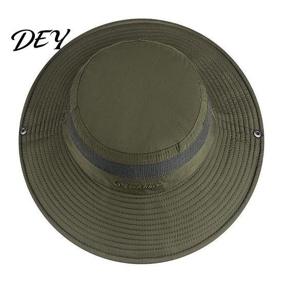 Comfortable Summer Hiking Headwear Mesh Spliced Bucket Hat for Men Women, Extra Wide Brim Sun Adjustable Windproof Mountaineering with Drawstring,
