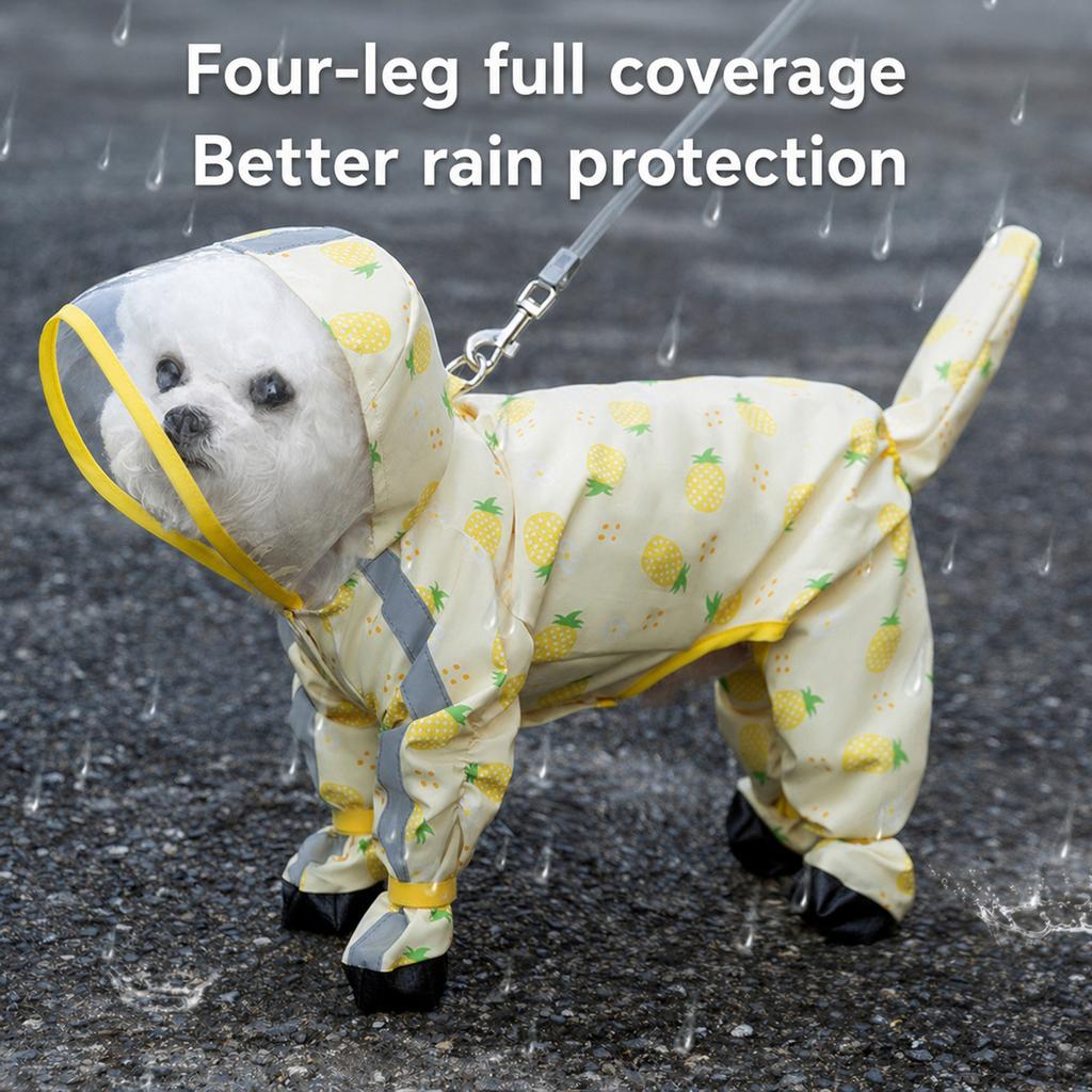 Waterproof Dog Rain Snow Clothes with Hood/Reflective Strips/Leash Hole for Small Medium Large Dogs Outdoor Adventures Walking