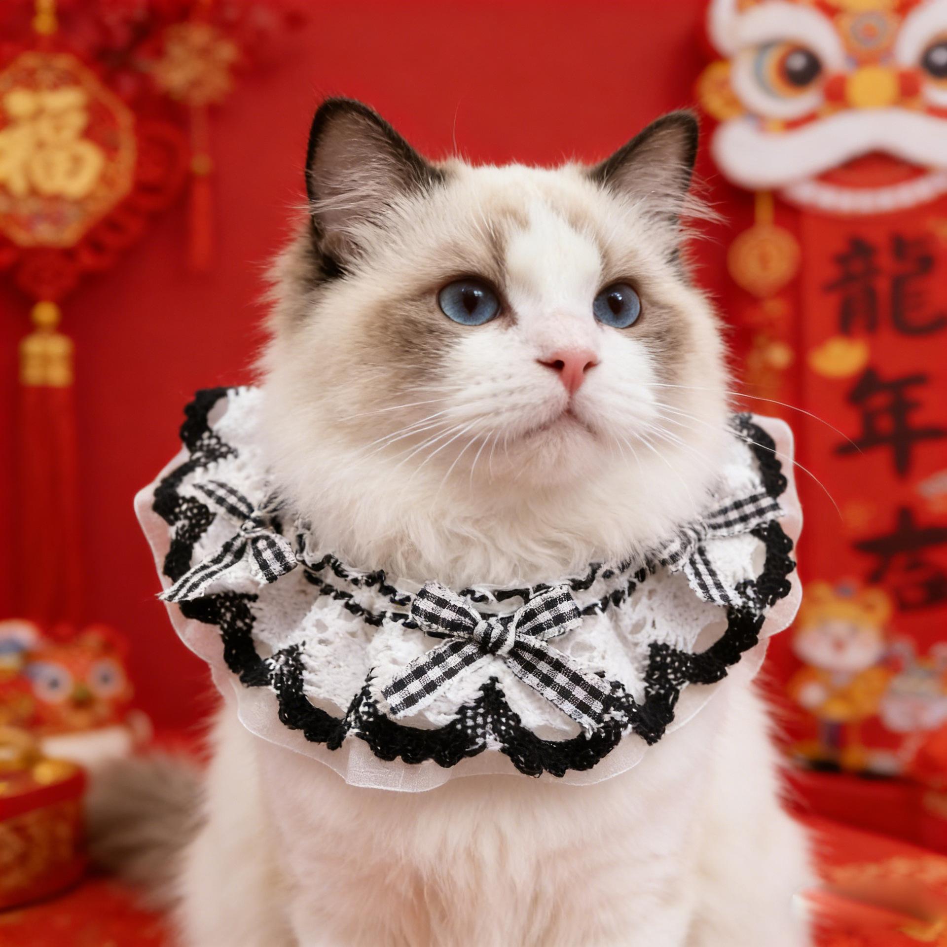 Cat Cute Scarf Dog Bib Saliva Towel Love Bow Collar Strawberry Scarf Pet Decoration XS