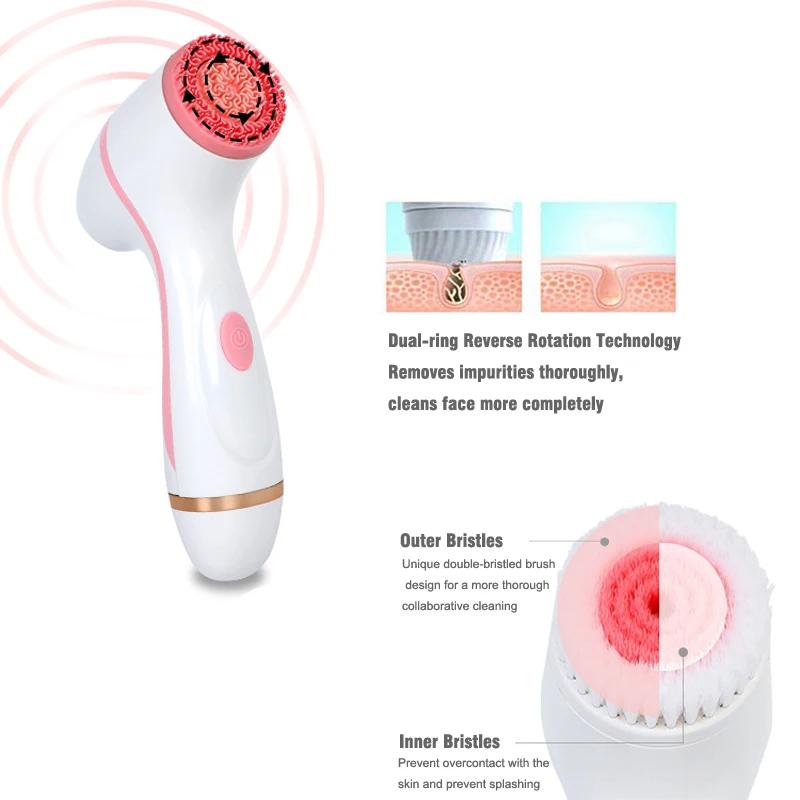 Silicone Face Brush Waterproof Electric Facial Cleansing Brush Skin Cleaner Spin Wash Pores Deep Cleaning Tool Remove Acne