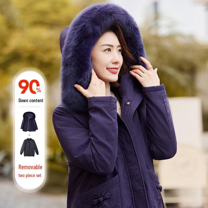 

Paster Women s Detachable Fox Fur Collar Down Jacket 2XL